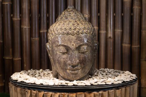 Buddha-Kopf als Wasserspiel, 30 cm